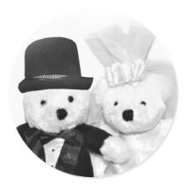 Mariage d'ours de nounours autocollants