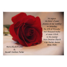 Mariage élégant de rose rouge cartons d'invitation
