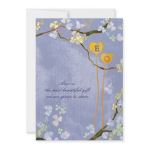 Mariage floral bleu de monogramme moderne (dos cré