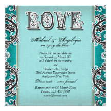 Mariage floral noir de fiançailles d'Aqua Cartons D'invitation