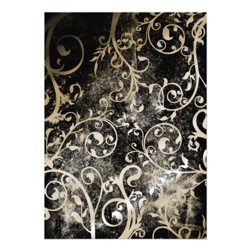 Mariage grunge gothique affligé de damassé invitations personnalisées