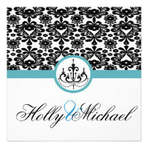 mariage, invatation, bleu, noir, fantaisie, chic,  faire-parts