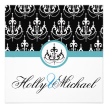 mariage, invatation, bleu, noir, fantaisie, chic,  invitations