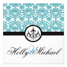 mariage, invatation, bleu, noir, fantaisie, chic,  carton d'invitation