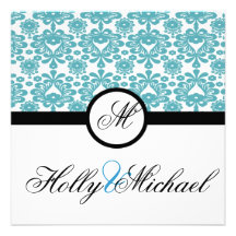 mariage, invatation, bleu, noir, fantaisie, chic,  invitations personnalisables