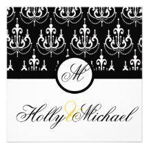 mariage, invatation, or, noir, fantaisie, chic, mi faire-part personnalisé