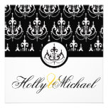 mariage, invatation, or, noir, fantaisie, chic, mi faire-part