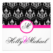 mariage, invatation, rose, noir, fantaisie, chic,  invitation