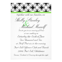 mariage, invatation, vert, noir, fantaisie, chic,  faire-part