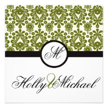 mariage, invatation, vert, noir, fantaisie, chic,  bristol personnalisé