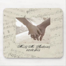 mariage moderne de musicnotes vintages romantiques tapis de souris