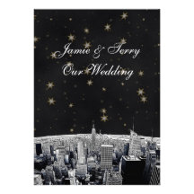Mariage noir gravé à l'eau-forte d'étoile d'or de  invitations personnalisées