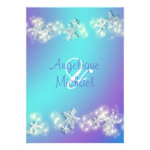 Mariage pourpre bleu d'étoiles de mer de plage faire-part