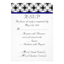 mariage, r.s.v.p., bleu, noir, fantaisie, chic, mi invitation