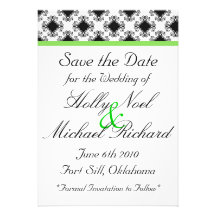 mariage, savethedate, vert, noir, fantaisie, chic, faire-part personnalisé