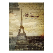 mariage vintage de Paris de tour élégante d'effiel Invitations Personnalisables