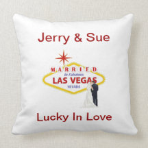 MARIÉ à Las Vegas fabuleux "chanceux dans l'amour" Coussin
