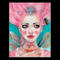 Marie Antoinette Cupcake Faerie - Bijenkoningin briefkaarten