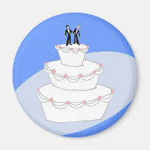 Mariés du gâteau de mariage deux aimants pour réfrigérateur
