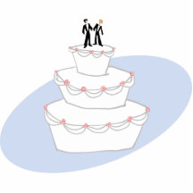 Mariés du gâteau de mariage deux photos en relief