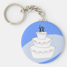 Mariés du gâteau de mariage deux porte-clés