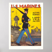 Marines - service actif - terre, mer, air posters