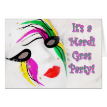 Masque de blanc d'invitation de mardi gras cartes de vœux