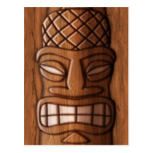 Masque en bois de Tiki Carte Postale