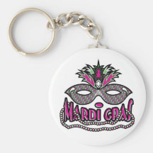 Masque et perles de mardi gras porte-clef
