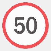 Maximum snelheid vijftig ronde sticker
