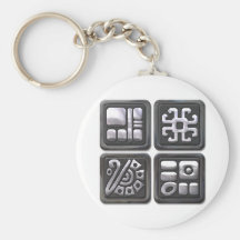 Mayan glyphs-Zwarte en zilver Sleutelhanger