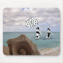 Meilleurs amis au coquillage de plage tapis de souris