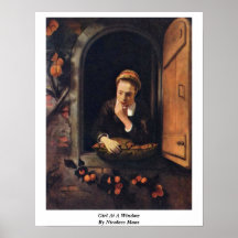 Meisje bij een Venster. Door Nicolaes Maas Print