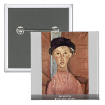 Meisje met Pet door Modigliani Amedeo Buttons