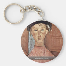 Meisje met Pet door Modigliani Amedeo Sleutelhangers