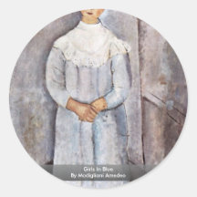 Meisjes in Blauw door Modigliani Amedeo Ronde Sticker