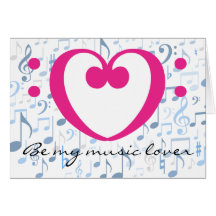 Mélomane rose de clef basse de coeur de Valentine Carte De Vœux