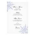 Menu bleu de mariage d'hiver de flocons de neige papier à lettre personnalisable