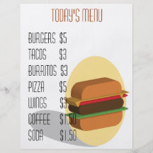 Menu d'hamburger prospectus personnalisés