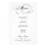 Menu élégant de mariage de manuscrit - noir papier à lettres