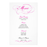 Menu élégant de mariage de manuscrit - rose lumine papier à lettres