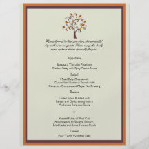 Menu lunatique de mariage d'arbre d'automne prospectus personnalisés