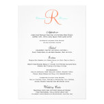 Menu orange bleu simple de mariage de monogramme invitation personnalisable