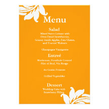 Menu rose et orange de mariage damassé invitations