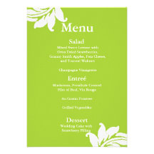 Menu vert de mariage damassé carton d'invitation
