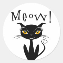 Meow lunatique de chat noir ! autocollants