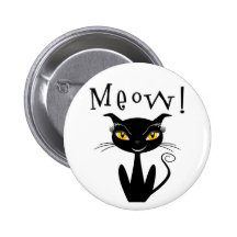 Meow lunatique de chat noir ! badges avec agrafe