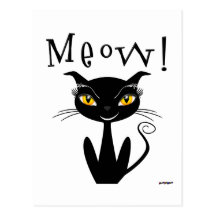 Meow lunatique de chat noir ! carte postale