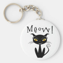 Meow lunatique de chat noir ! porte-clef