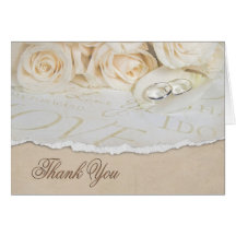 Merci blanc de roses de mariage cartes de vœux